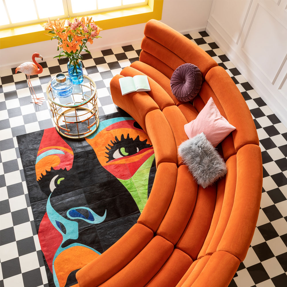 廃番】エレメント ウェーブ オレンジ ソファ - L型ソファー・コーナー