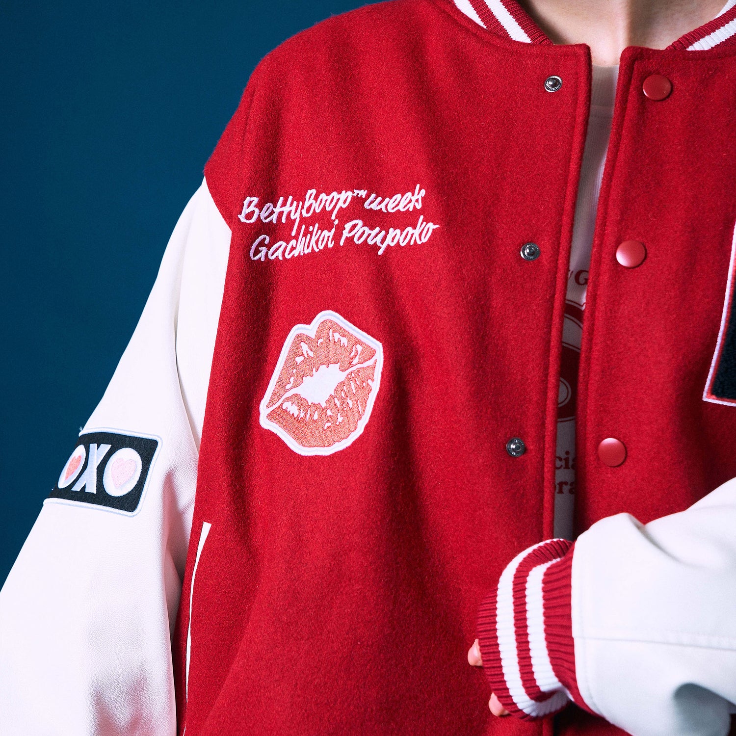 ぽこピーがち恋さんベティちゃんスタジャン 赤白 POKOPEA