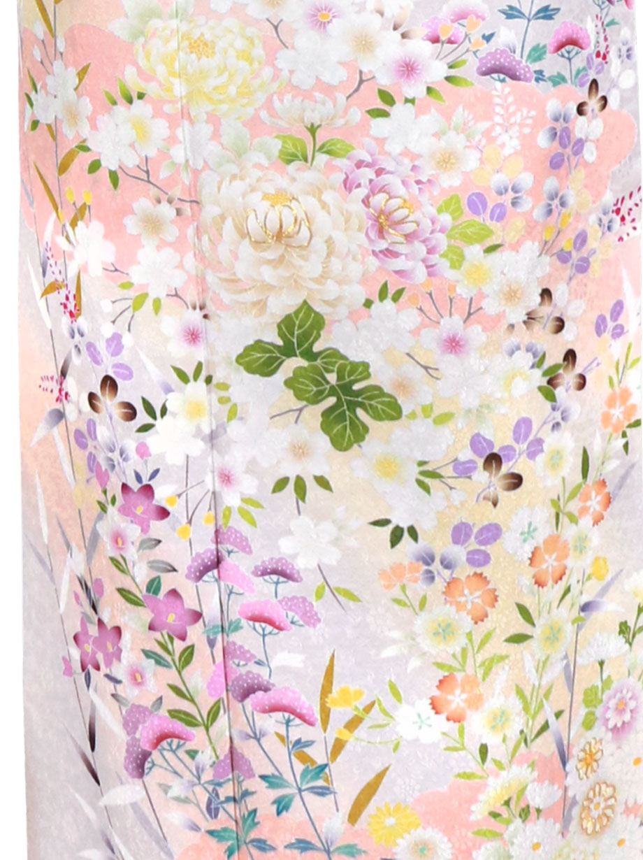 藤色に菊と四季花の訪問着（袷） | 宅配着物レンタルの京都かしきもの