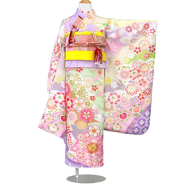 式部浪漫》藤色の辻が花風の着物／七五三・七歳女の子 | 宅配着物