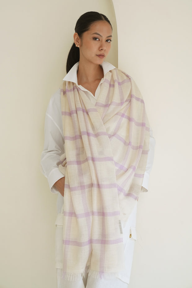 Handwoven Cashmere Checks Stole | Kashmir Loom