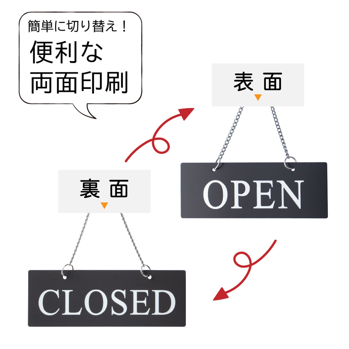 楽天1位】オープンクローズ看板 ボード 両面 open closed【ブラック