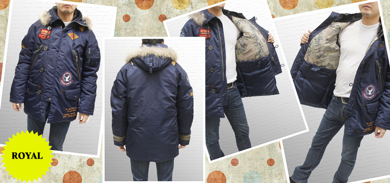 アヴィレックス N-3B フードファー付きワッペンモディファイ中綿入り