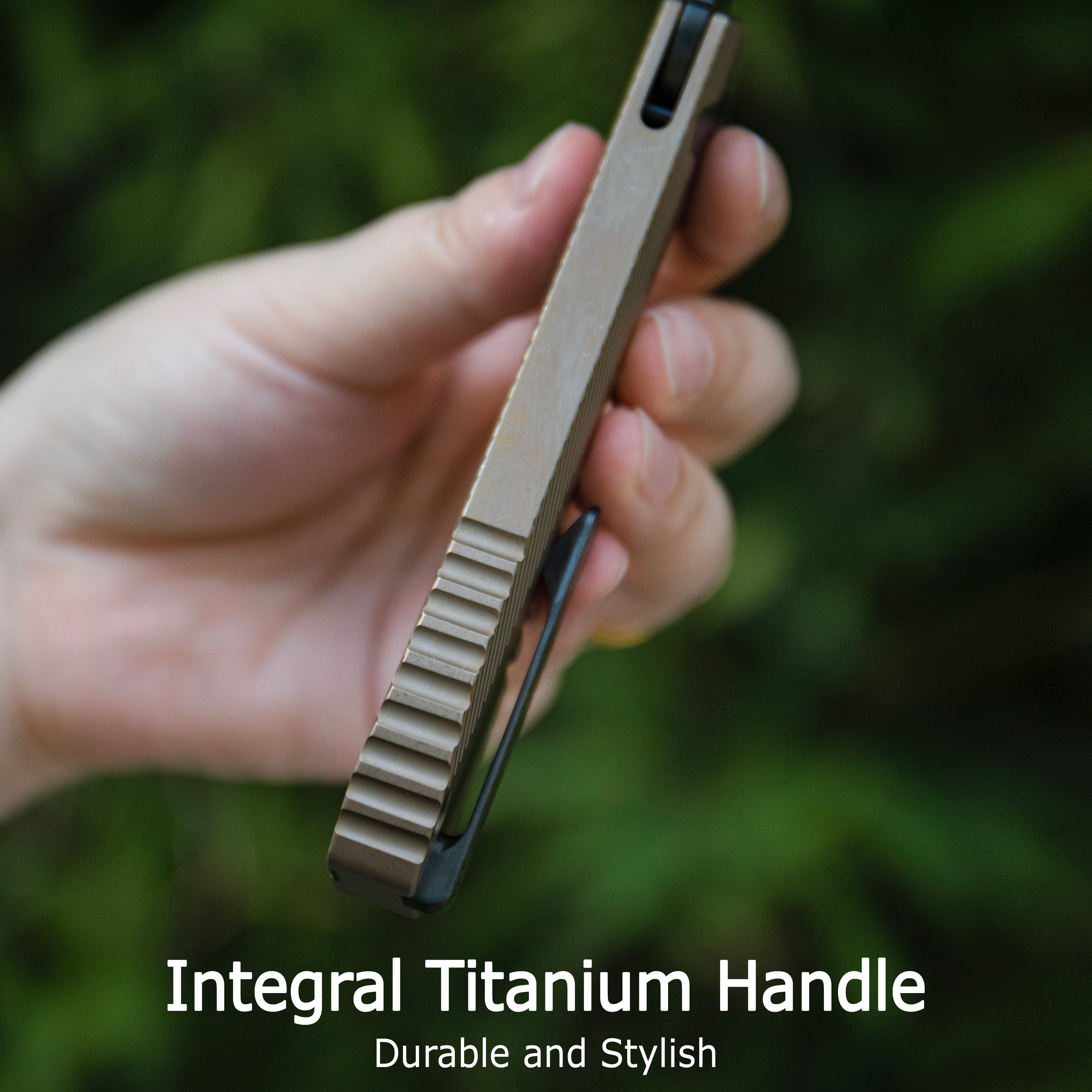 KB Zephyr Integral Tactical Folding Knife Bronze Ano Titanium Handle 4