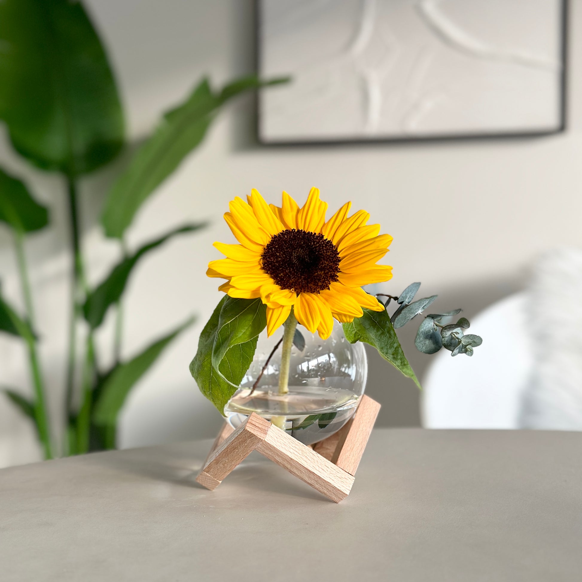 フラワーベース｜ウッドスタンドガラスベース - territory
