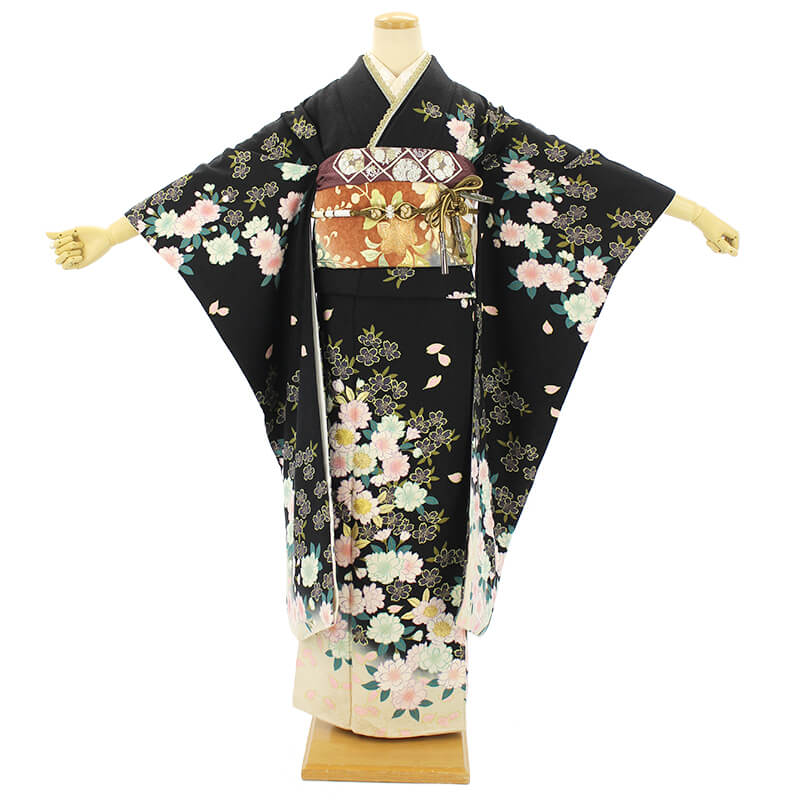 振袖レンタル｜成人式｜黒 桜｜7010-00011｜着物レンタル・コーデ