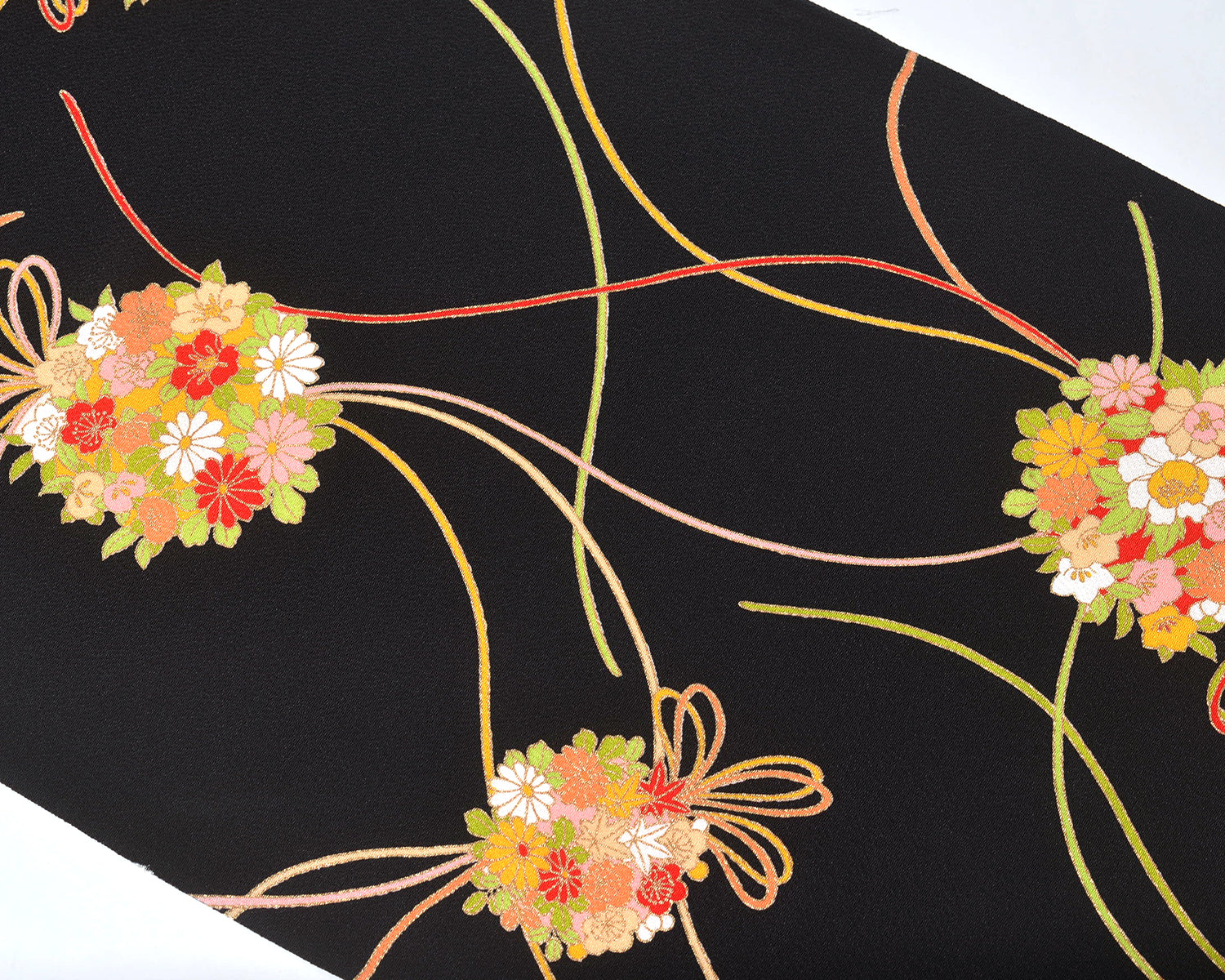 小紋 黒地 花薬玉 – 着物道楽みなとや