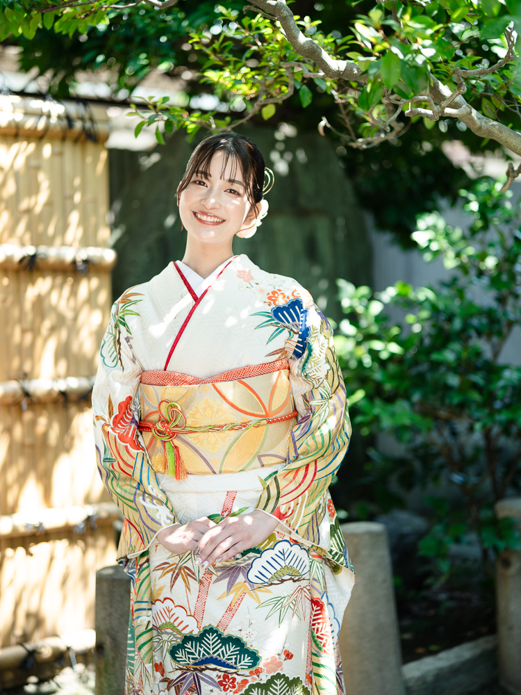 高級振袖レンタル】K-3 松竹梅・青海波 MLサイズ 白｜KIMONO-PRO