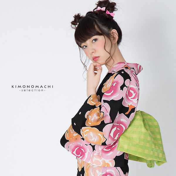 Prices down2】ツモリチサト浴衣単品「黒色 薔薇」tsumori chisato