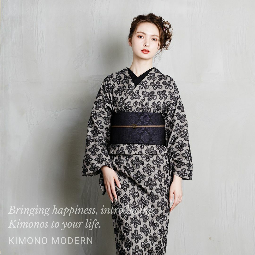 レース刺繍着物＞はんなり&ウツクシ、レース刺繍着物－葡萄－DARK gray