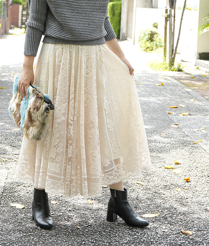 アンティーク感のある総レーススカート – kinarina