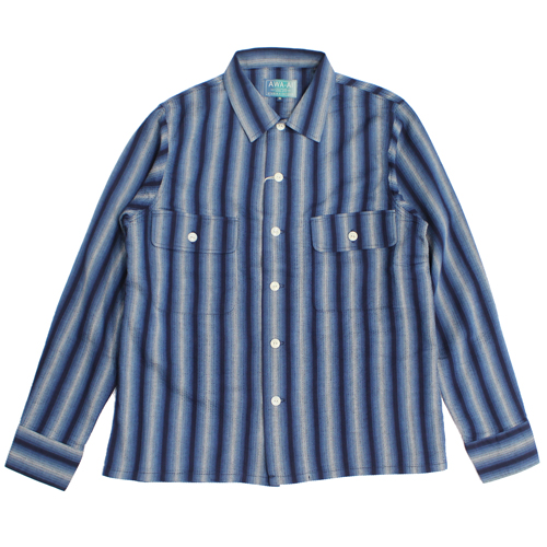 ステュディオダルチザン阿波しじら織り長袖シャツ(ストライプ柄)