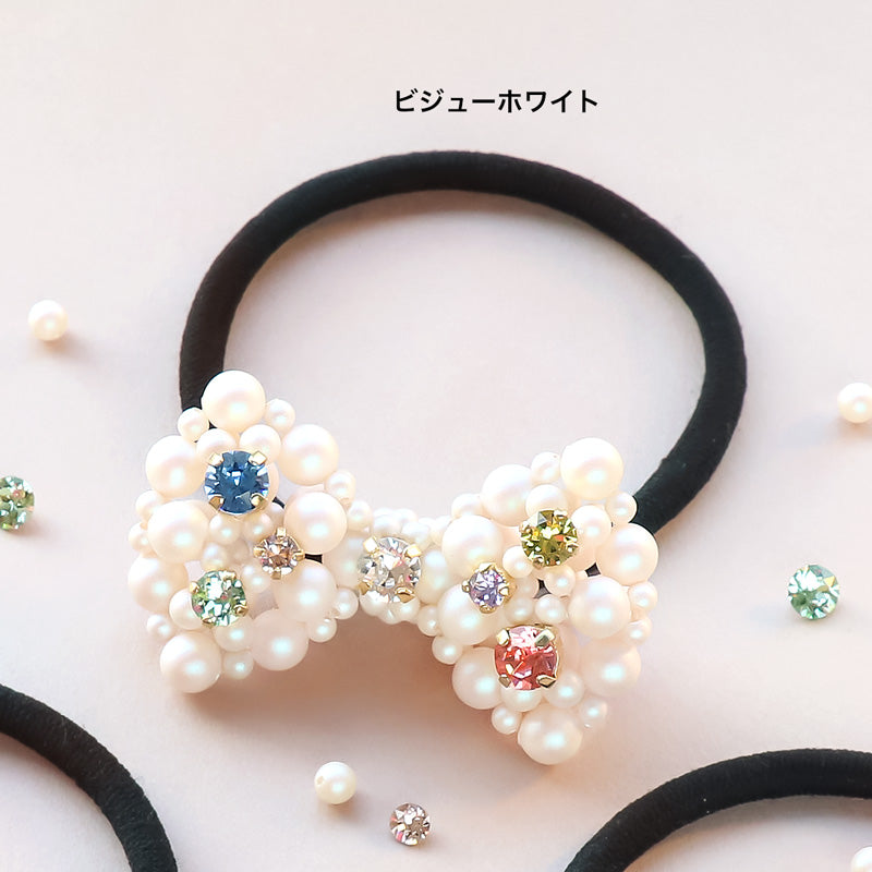 レシピNo.KR1313 貴和クリスタルのリボンヘアゴム2種 – 貴和製作所
