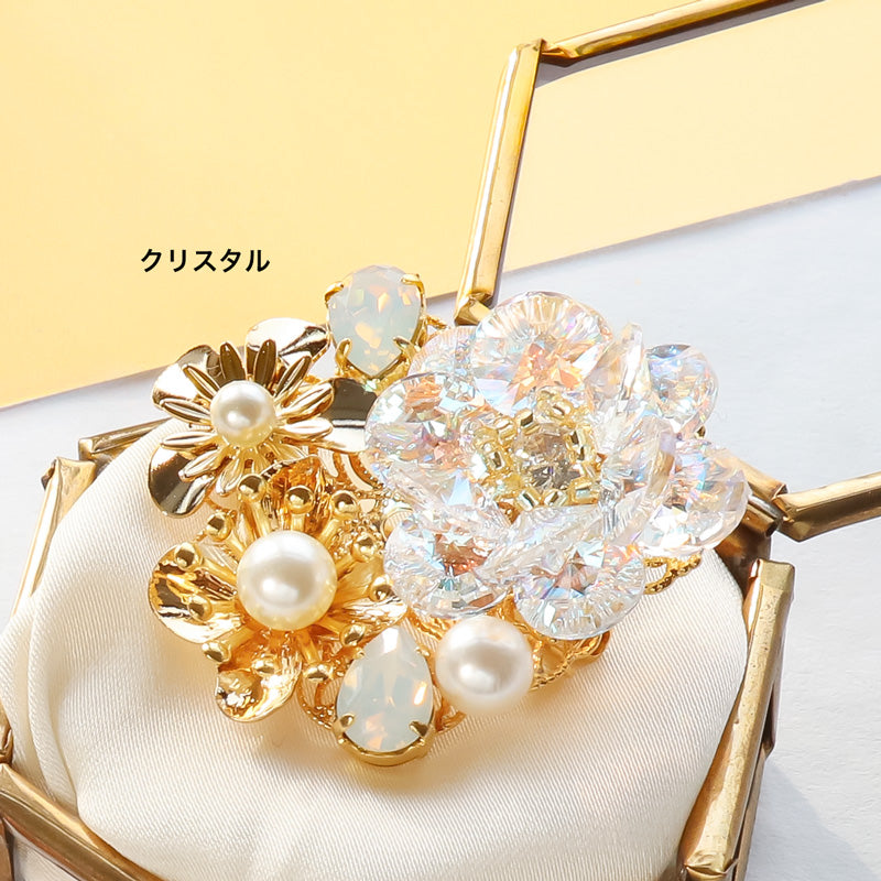 レシピNo.KR1168 貴和クリスタルのフローラブローチ – 貴和製作所