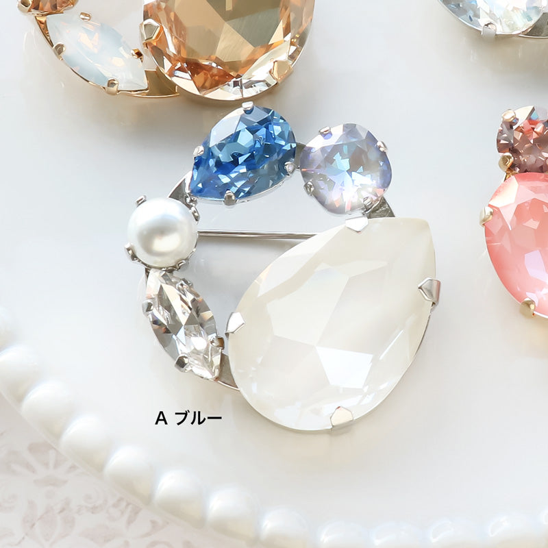 レシピNo.KR1135 貴和クリスタルのビッグビジューブローチ2種 – 貴和