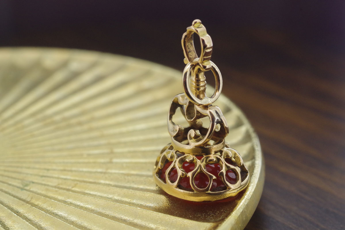 アンティークジュエリー 14金製 fob seal フォブシール ペンダントトップ