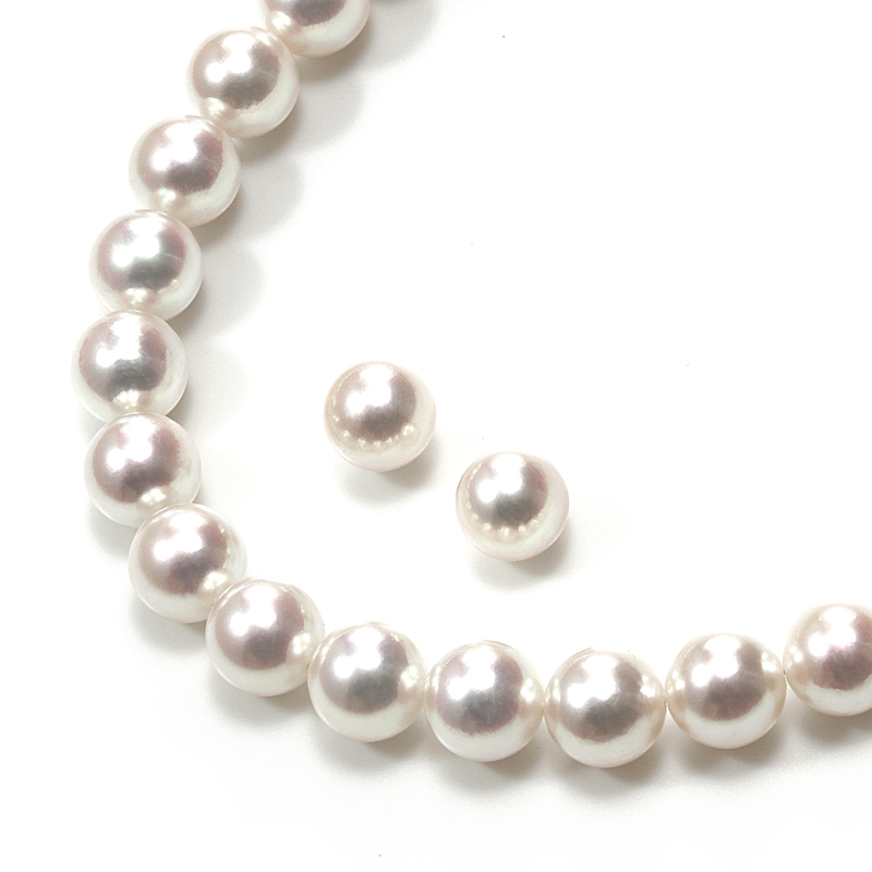 オーロラ花珠真珠ネックレスセット（7.5-8ミリ 無調色タイプも有 色の