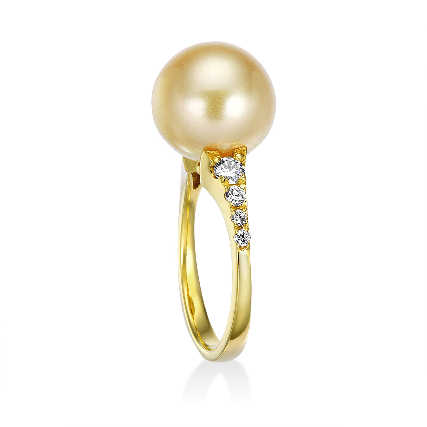 K18 南洋ゴールドパール リング（11.2ミリ D0.26ct・無染色 天然色