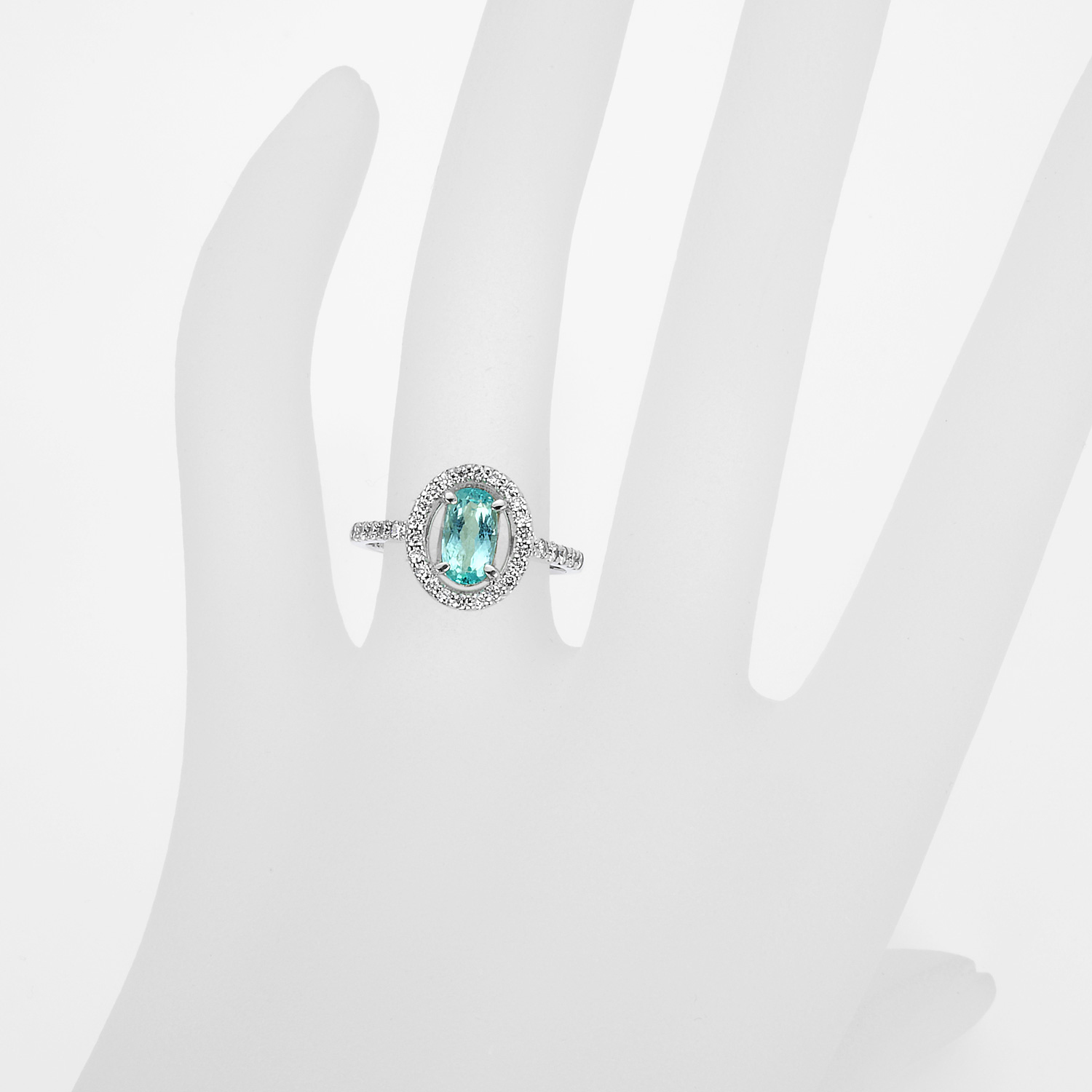 プラチナ パライバトルマリン リング（PA 0.85ct D 0.34ct）｜真珠卸