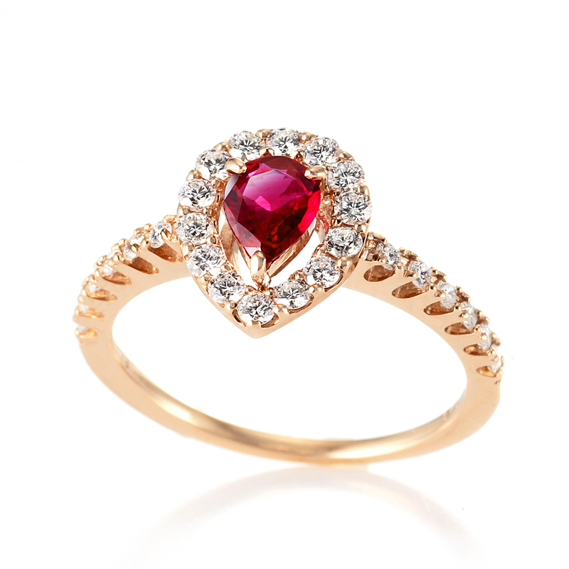 K18PG ルビー ダイヤモンド リング （R0.40ct D0.43ct・非加熱