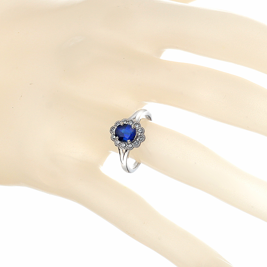 プラチナ製 サファイア ダイヤモンド リング （SA1.34ct D0.19ct・非