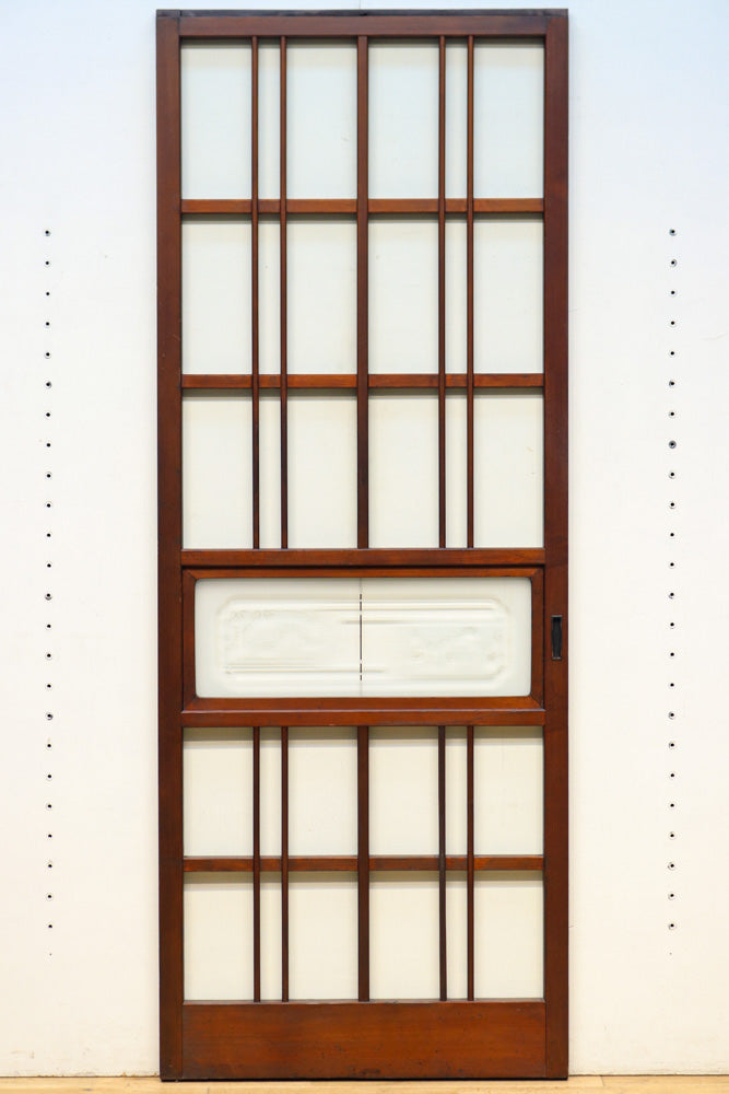 幅675ミリ 竹雀の透かしガラスが趣き溢れるガラス戸 F7197-NR 在庫1枚