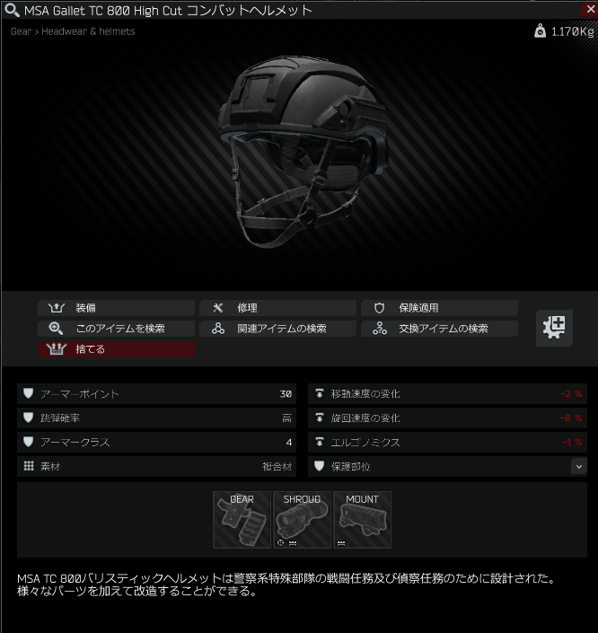 タルコフ】バイザーが付けられるヘルメットまとめ【ヘルメット別