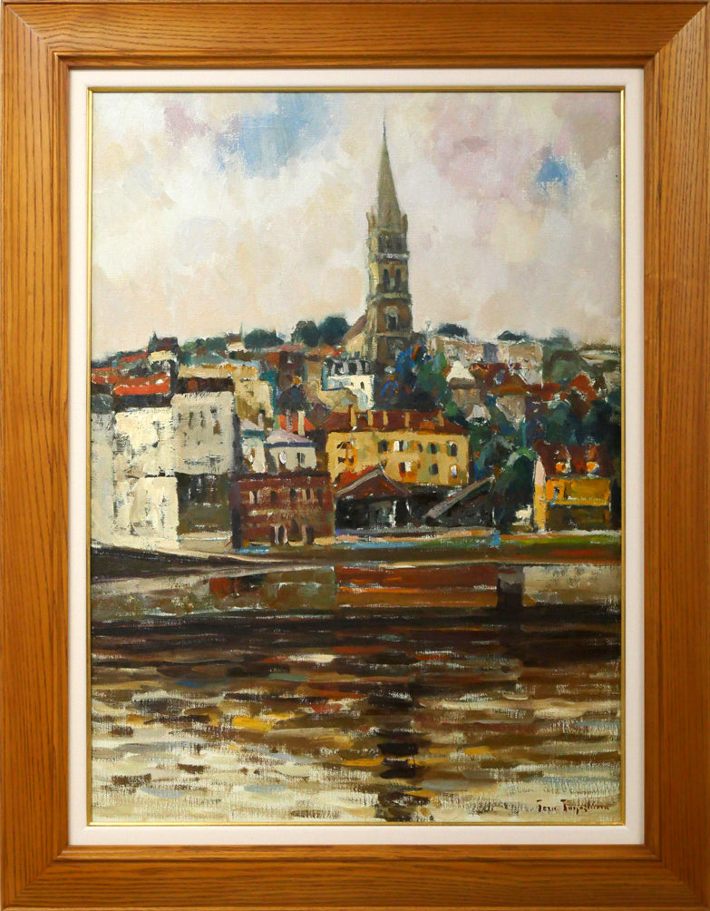 松浦敬文「水辺の城（馬九行く-うまくいく）」油絵・F10号 絵画買取