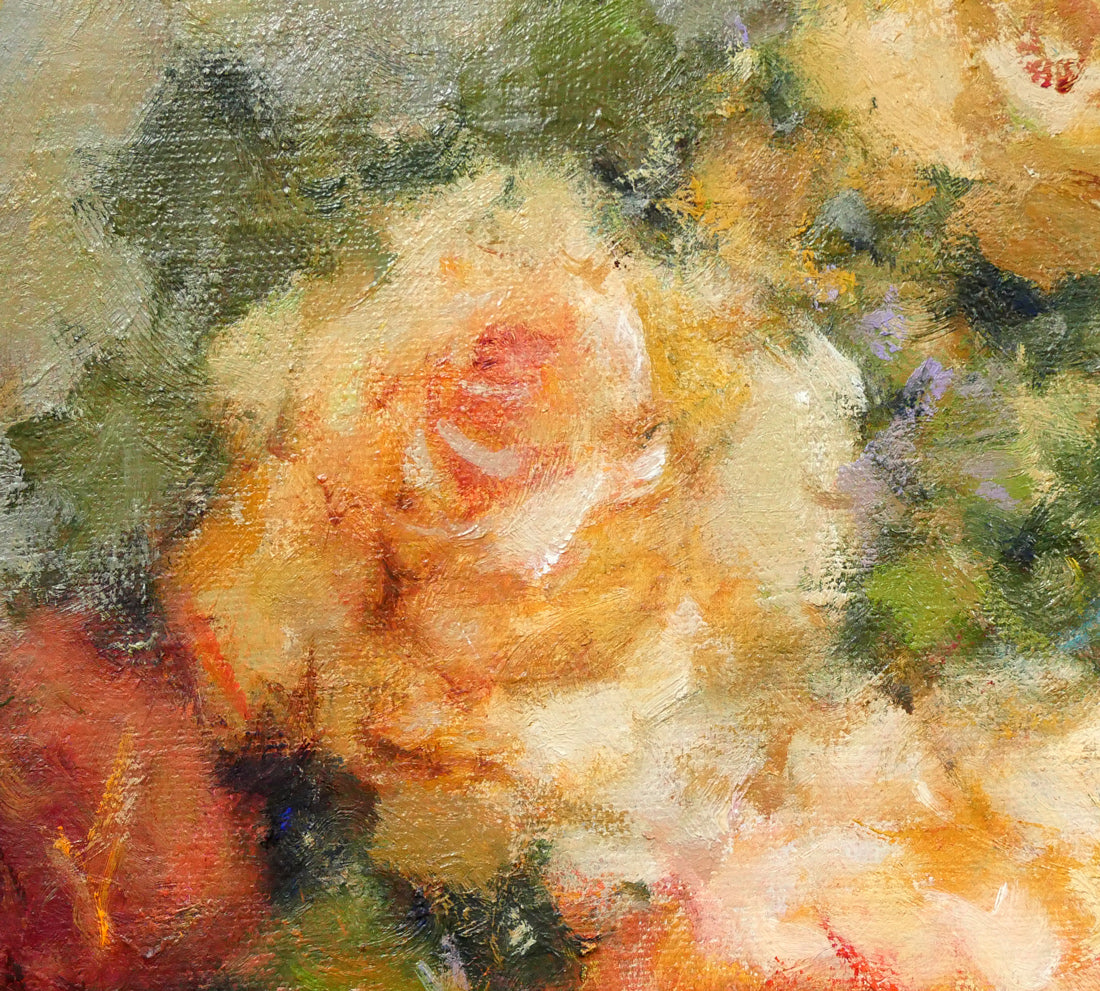 山崎翠祥「薔薇」油絵・F6号 絵画買取・販売の小竹美術