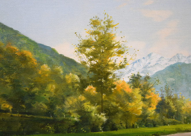 林朝路「スイス風景」油絵・P8号 絵画買取・販売の小竹美術