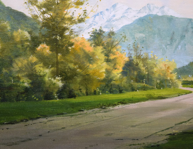 林朝路「スイス風景」油絵・P8号 絵画買取・販売の小竹美術