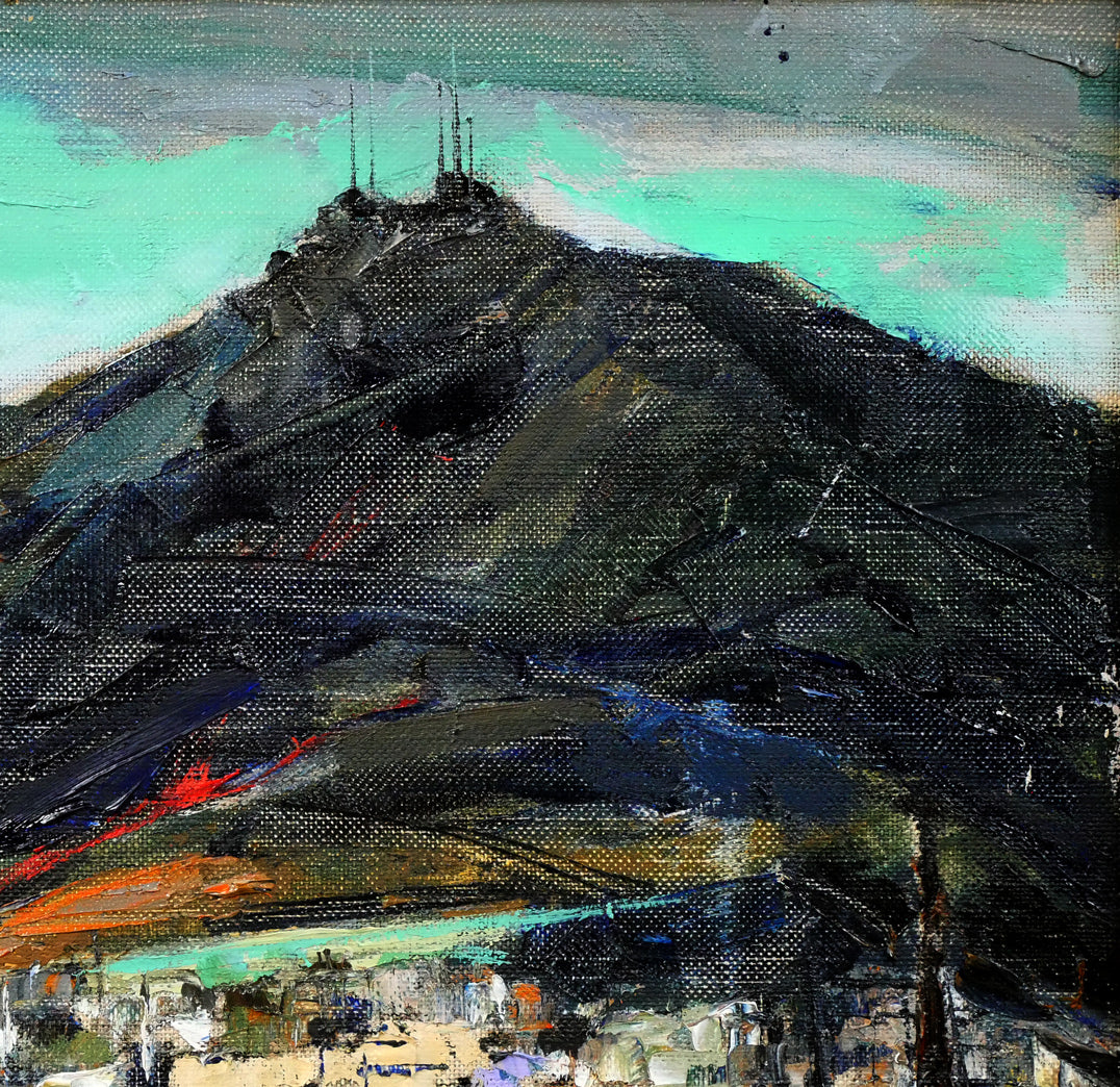 石岡剛「函館山」油絵・F8号 絵画買取・販売の小竹美術