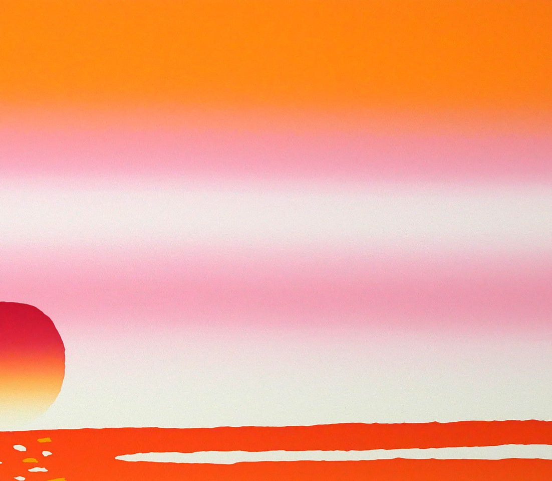 栗谷川健一「旅立ち近く（濤佛湖・白鳥公園）」シルクスクリーン版画