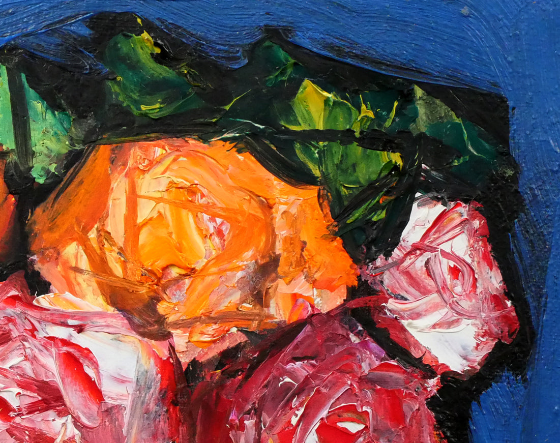 中川力「ばら」油絵・F0号 絵画買取・販売の小竹美術