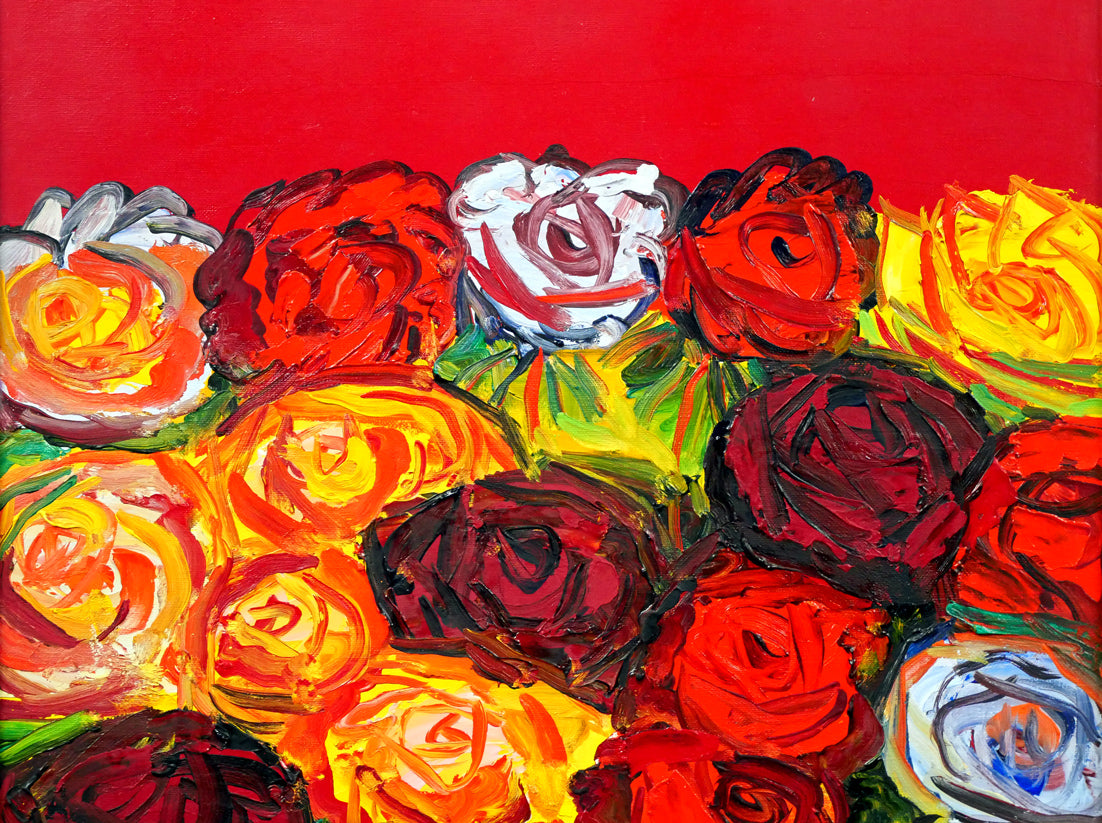 野間仁根「薔薇」油絵・F6号 絵画買取・販売の小竹美術