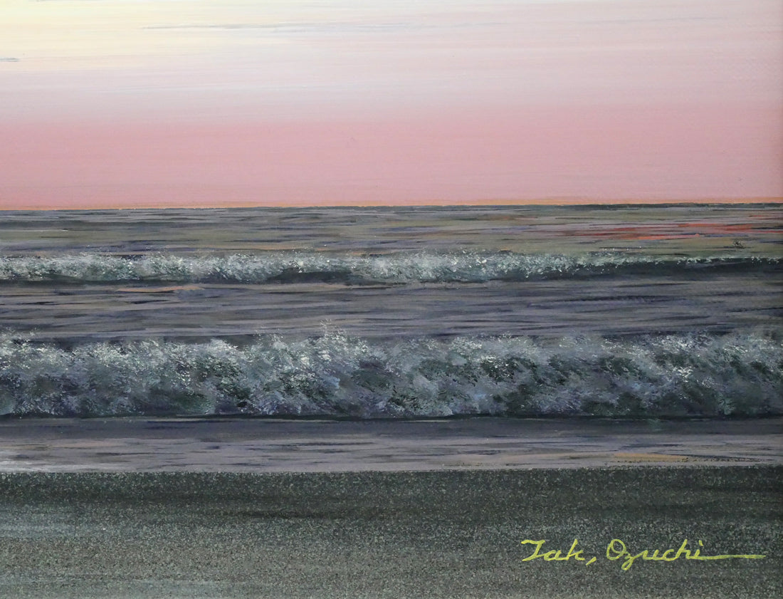 大槌隆「朝焼けの海」油絵・F4号 絵画買取・販売の小竹美術