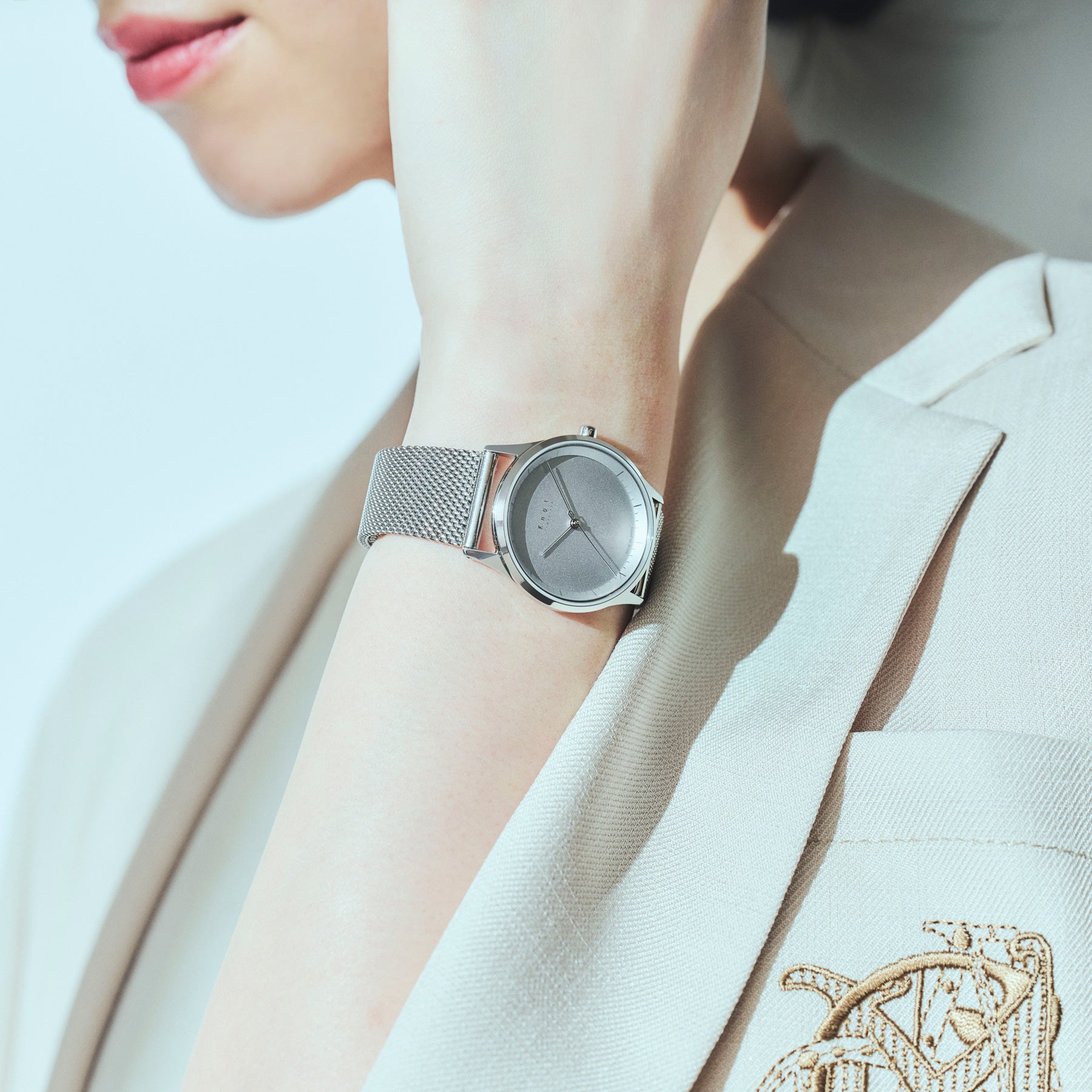 Knot MS-18SVSV 時計ベルト バンド ステンレス 18mm シルバー メッシュ