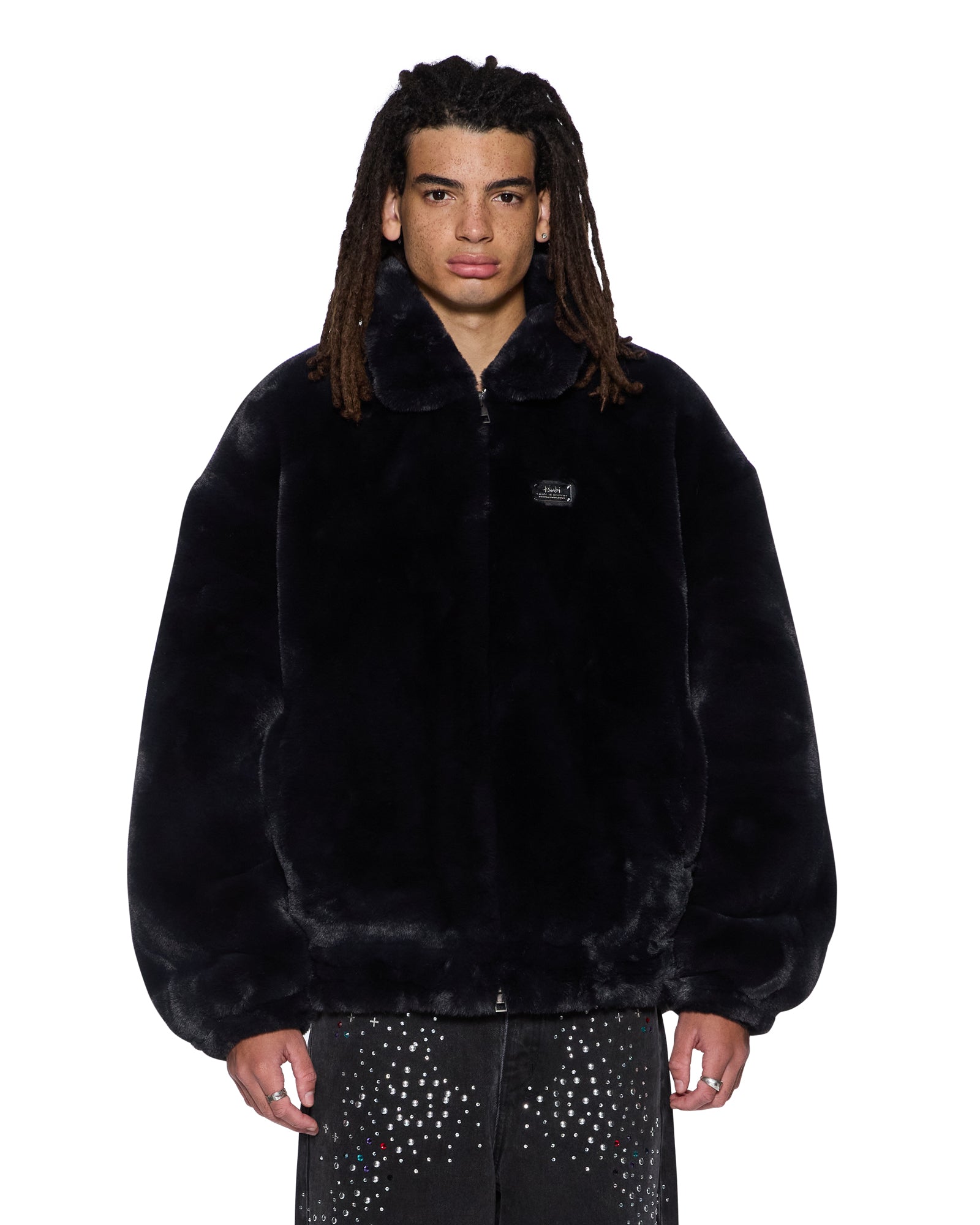 Mens Hussle Faux Fur Jacket Black Jackets | Ksubi ++