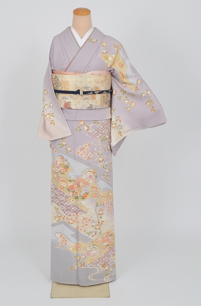 訪問着(藤色に吉祥文様の京友禅)｜着物レンタルあき (来店着付け無料