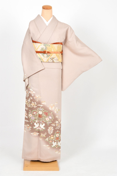 訪問着[モカベージュ×剣片喰紋/Sサイズ]｜着物レンタルあき (来店