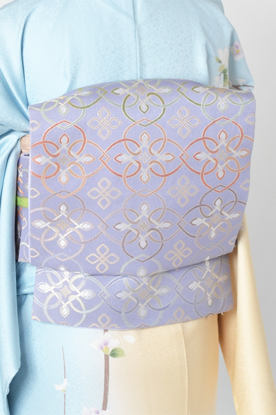 訪問着「水色に白、藤色の四季花模様」｜着物レンタルあき (来店着付け