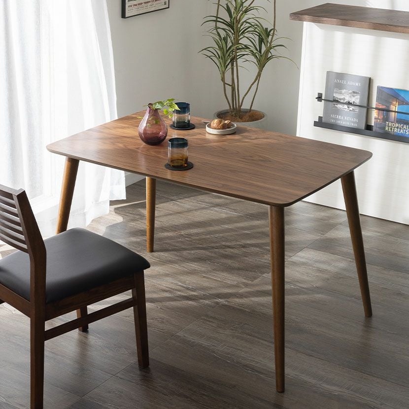 幅120cm 木製 ダイニングテーブル 長方形 天然木 省スペース