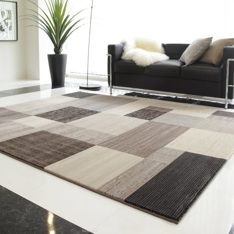 ベルギー製パッチワーク調デザイン ウィルトン織ラグ〔GRILLE