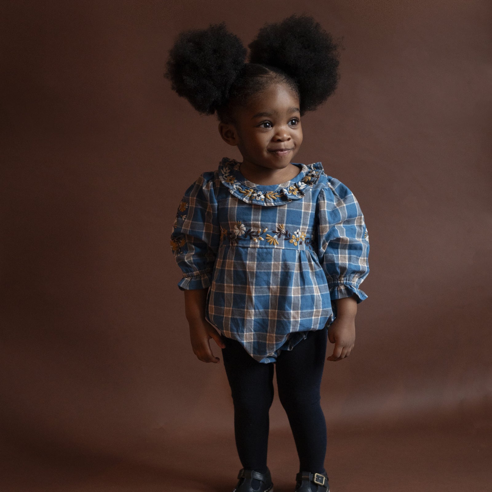 JUNIPER ROMPER, AZURE PLAID WITH EMBROIDERY – Lali