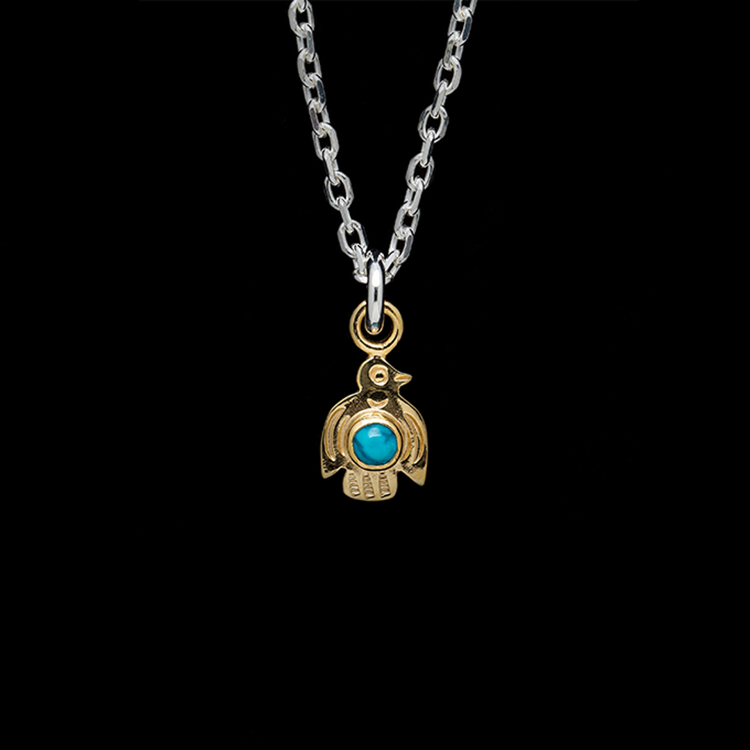 Larry Smith18K GOLD BABY THUNDERBIRD PENDANT (TURQUOISE) - Larry Smith