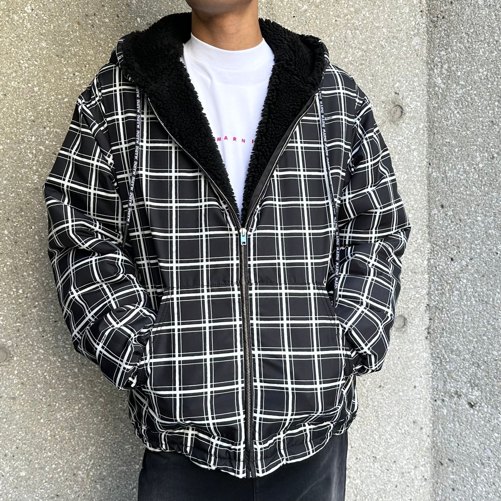 極美品✨近年モデル】マルニ 中綿ウールブルゾン チェック 起毛感