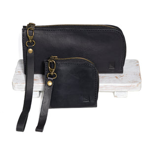 Black Compact - Full Grain Leather Zipper Wallet - Latitude Zero Goods