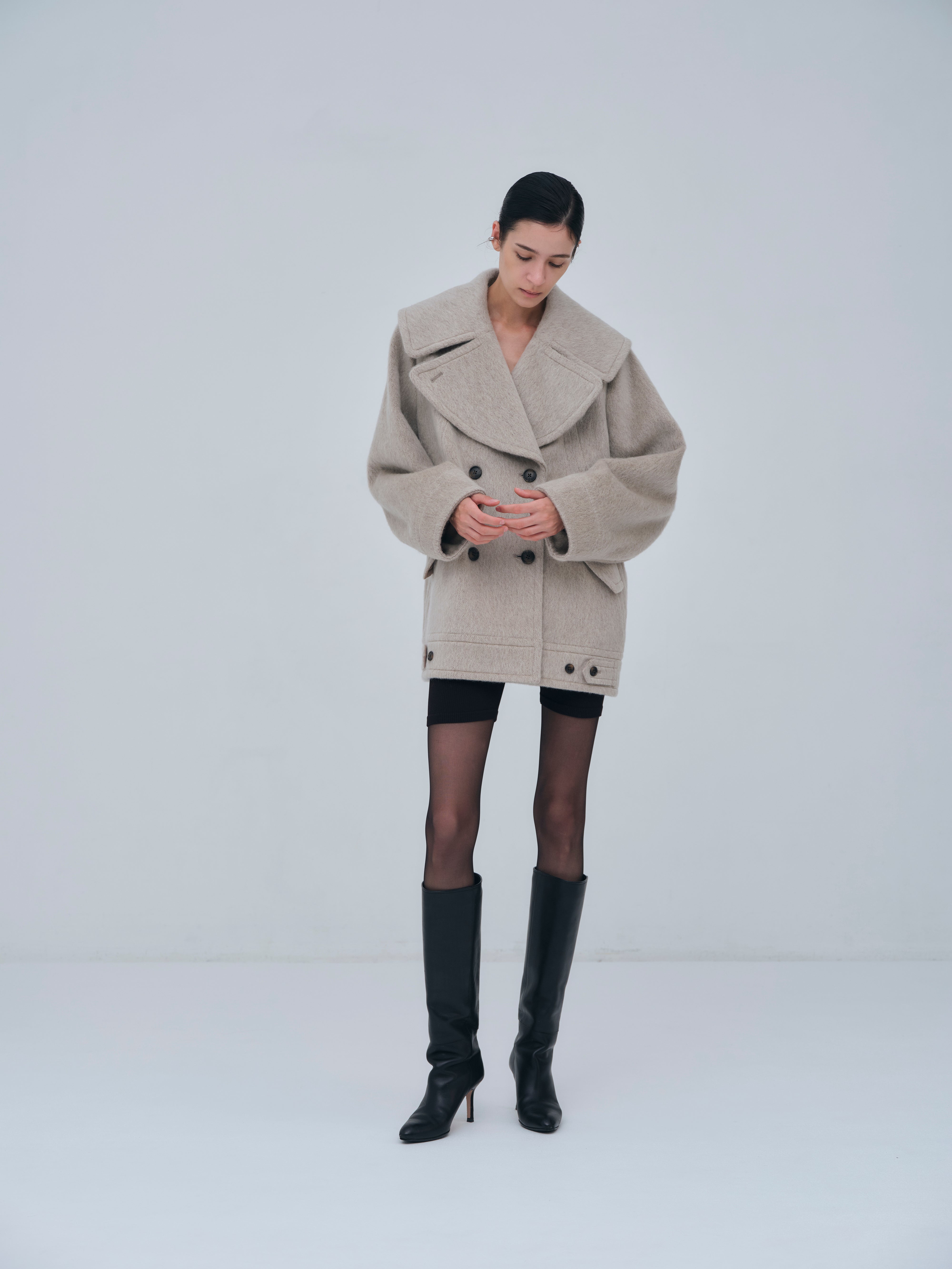 Signature Wide Lapel Mid Coat – L'AUBE BLANC