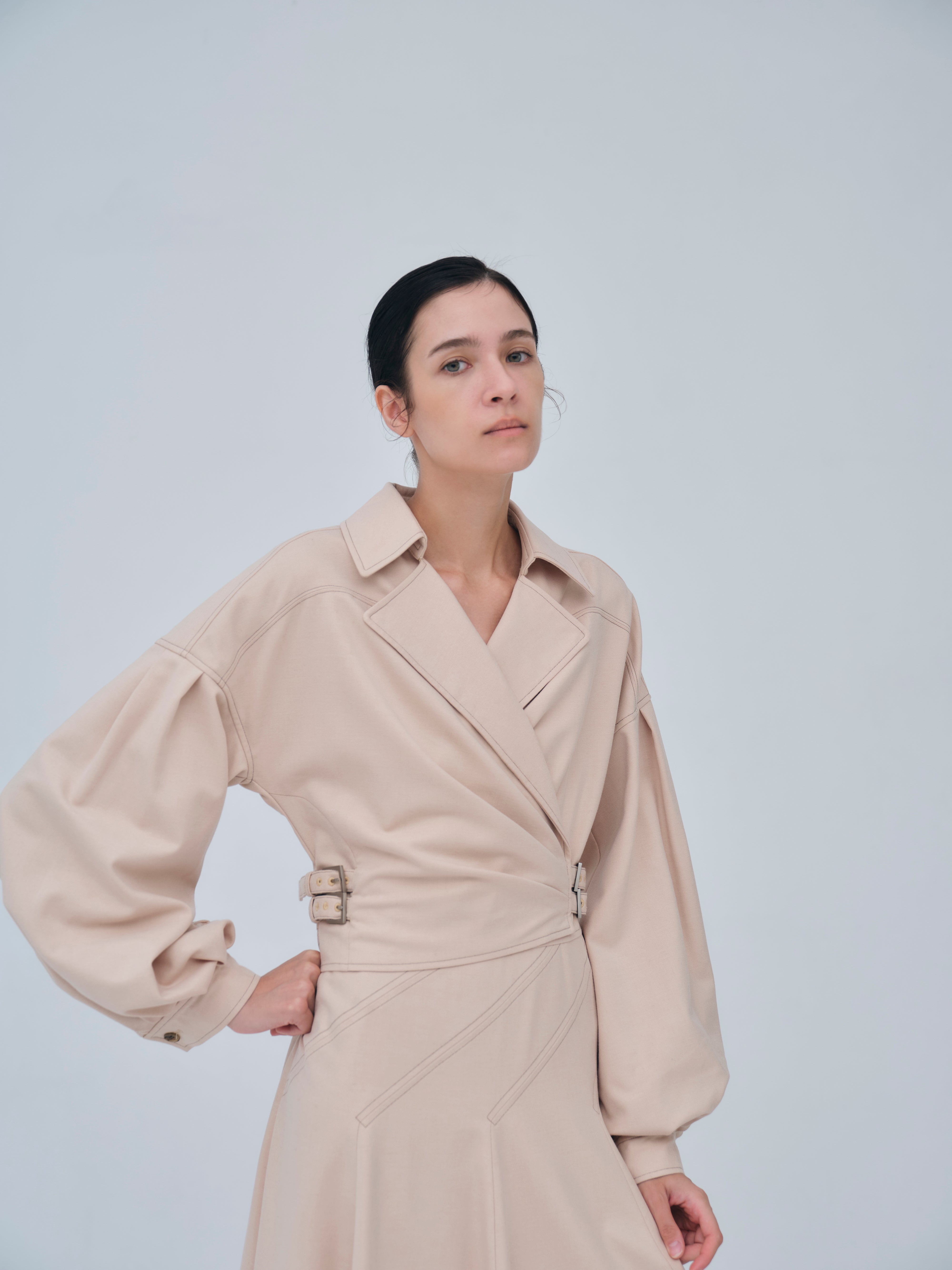 Asymmetric Side Buckle Dress – L'AUBE BLANC