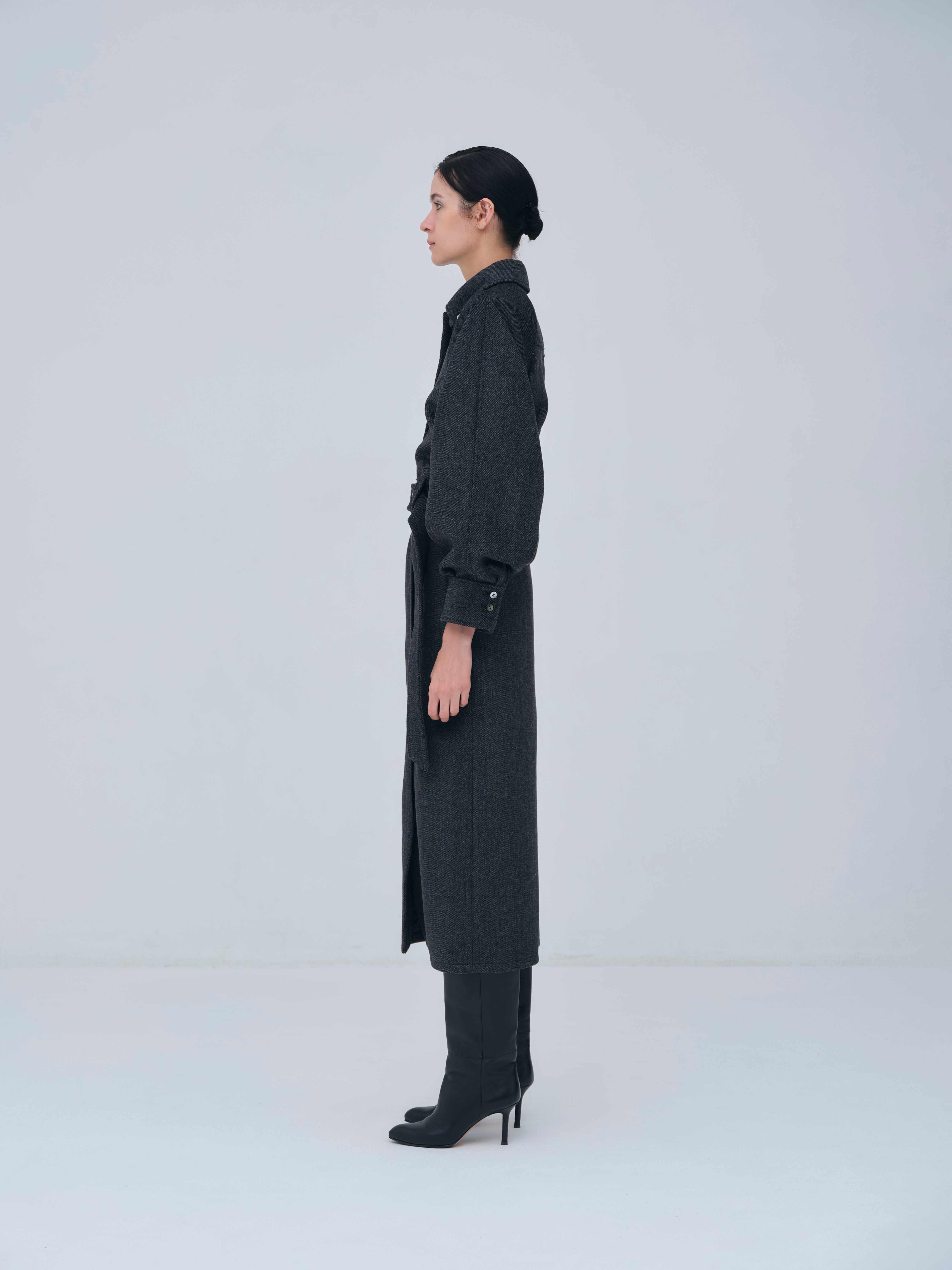 Belted Wool Shirt Dress – L'AUBE BLANC